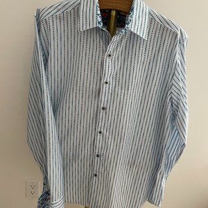 Mens Robert Graham Blue and White Stripe Shirt Size 2XL